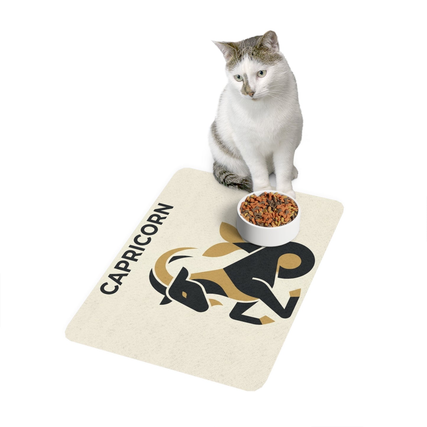 Capricorn Pet Food Mat (12x18) — Zodiac Goat Feeding Placemat
