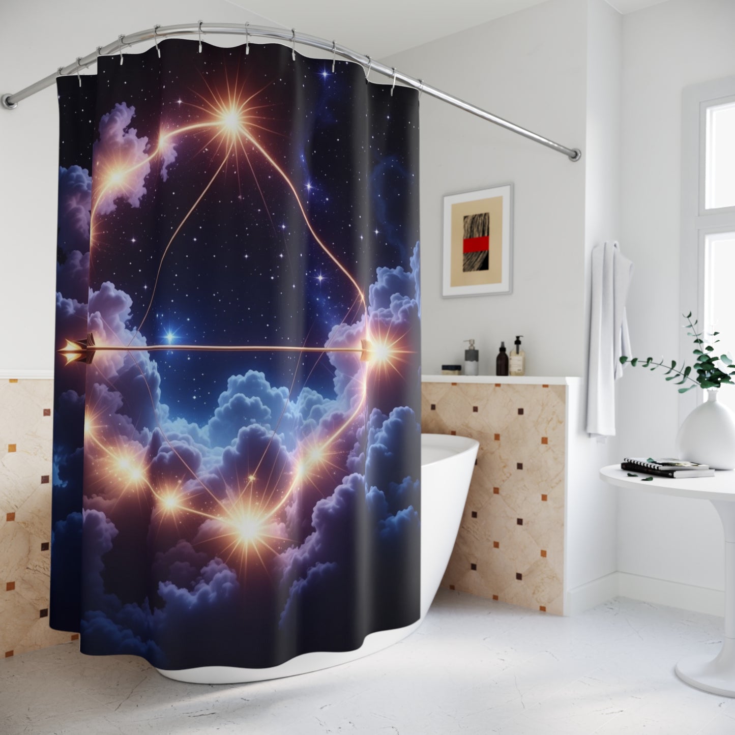 Golden Sagittarius Shower Curtain