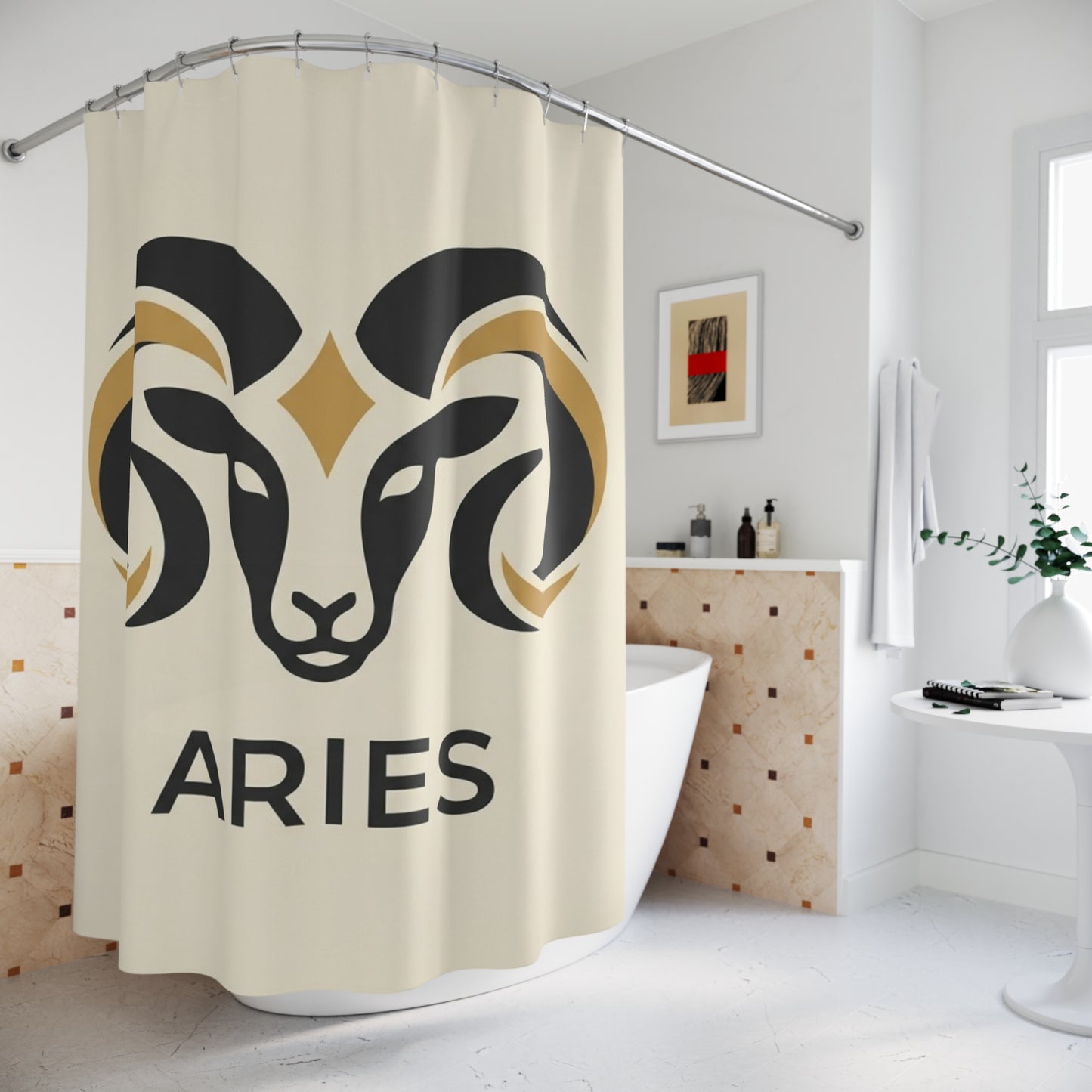 Aries Zodiac Shower Curtain — Ram Horoscope Bathroom Decor