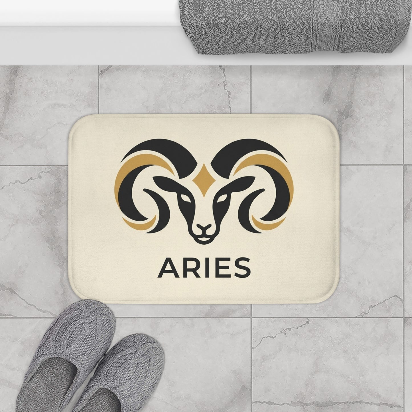 Aries Zodiac Ram Bath Mat — Astrology Shower Rug for Aries