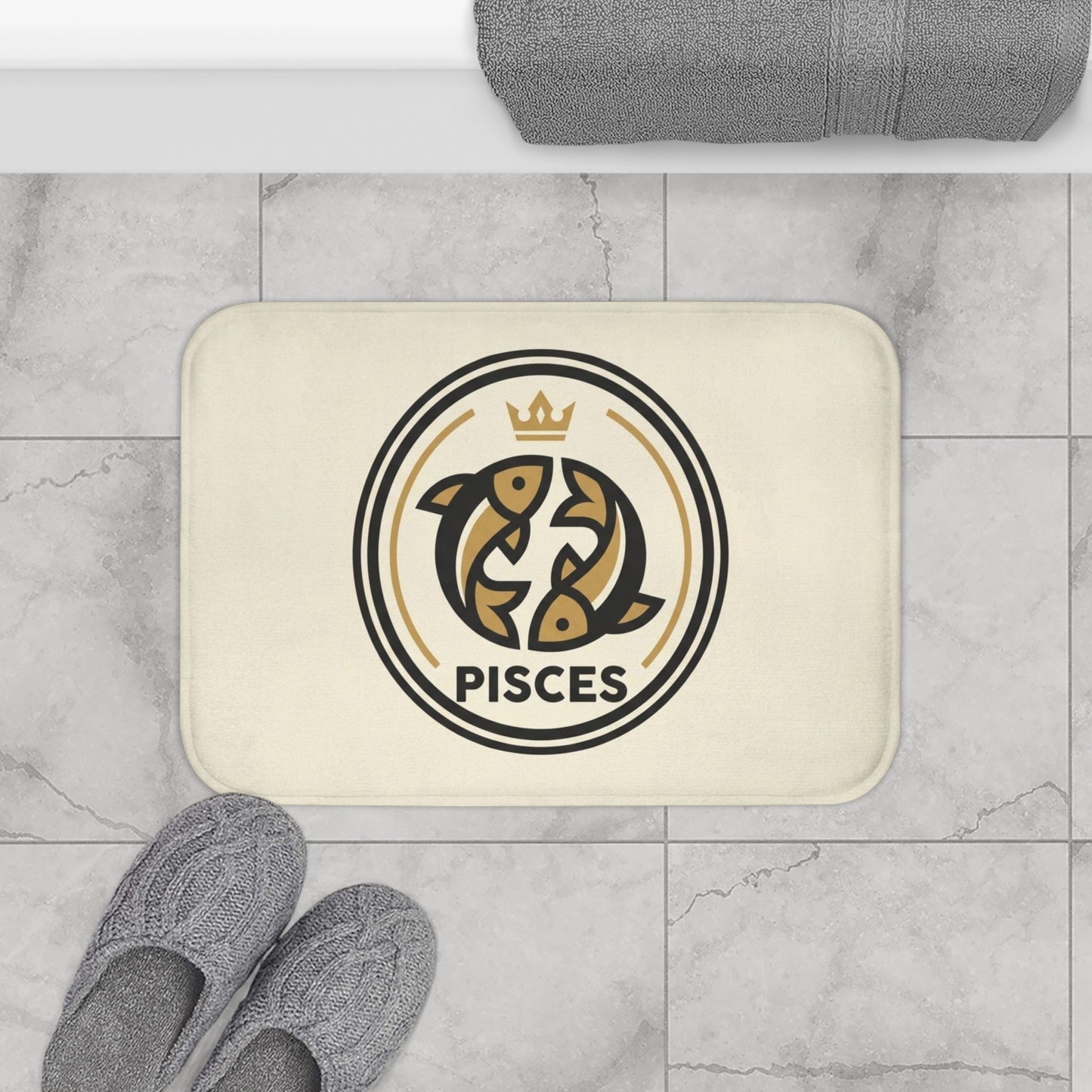 Pisces Zodiac Bath Mat — Astrological Fish Shower Rug