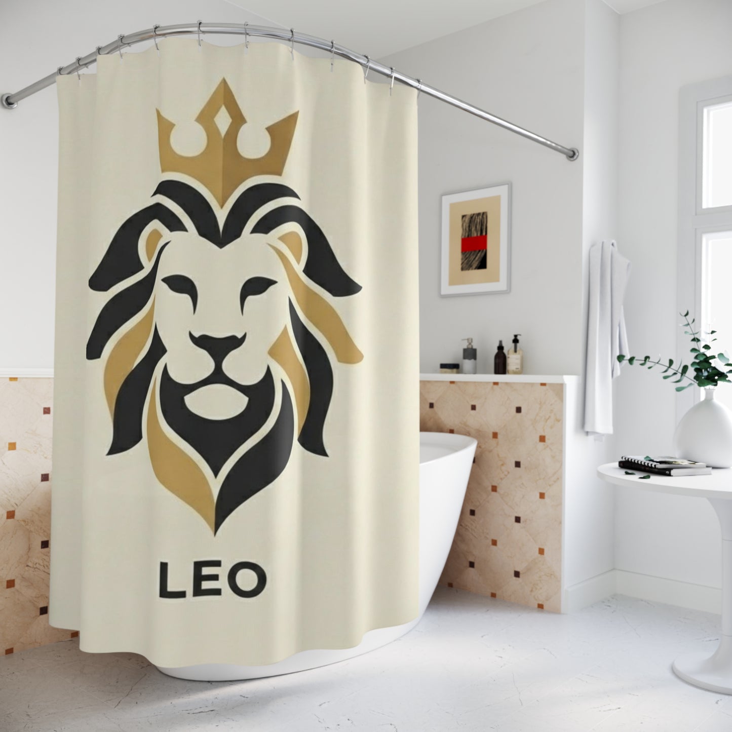 Leo Zodiac Shower Curtain — Regal Lion Astrological Bathroom Decor