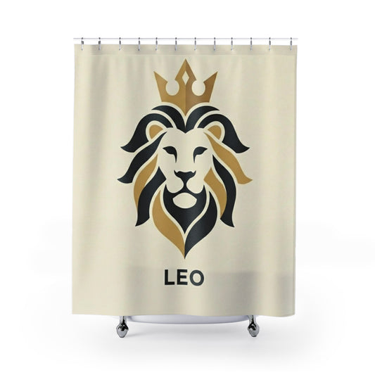 Leo Zodiac Shower Curtain — Regal Lion Astrological Bathroom Decor