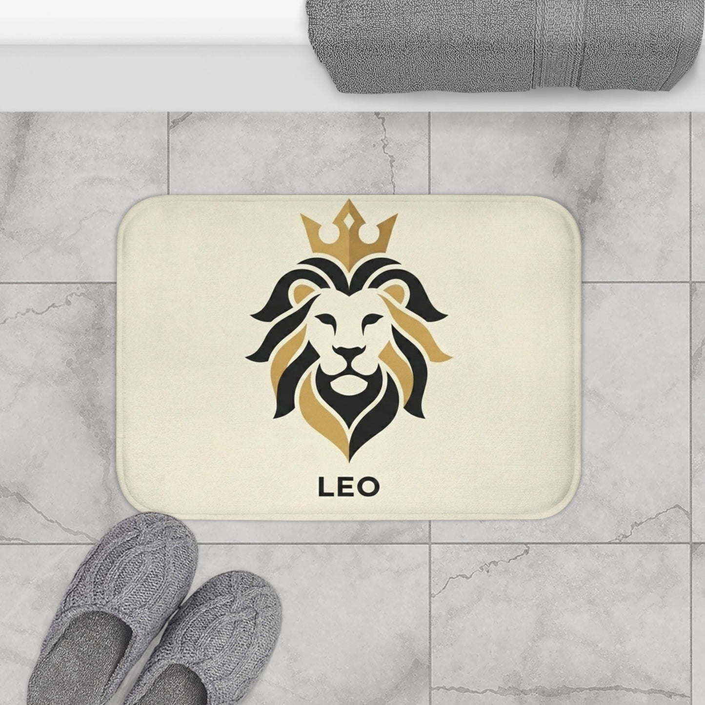 Leo Zodiac Bath Mat — Lion Crown Astrology Shower Rug