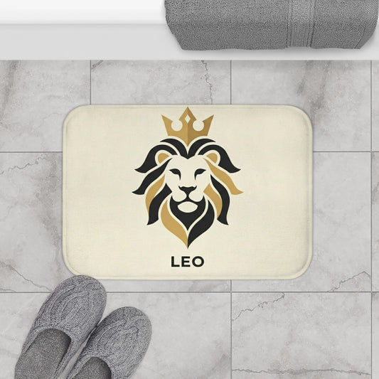 Leo Zodiac Bath Mat — Lion Crown Astrology Shower Rug