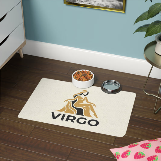 Virgo Zodiac Pet Food Mat (12x18) — Astrological Dog & Cat Feeding Mat