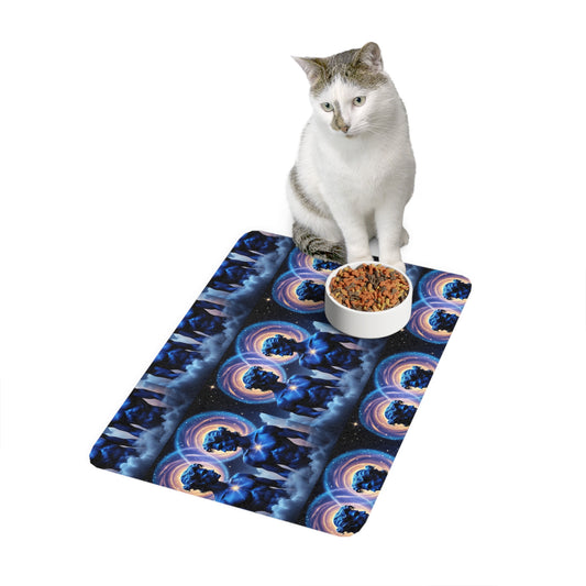 Gemini Twin Boys Fur Baby Pet Food Mat (12x18)