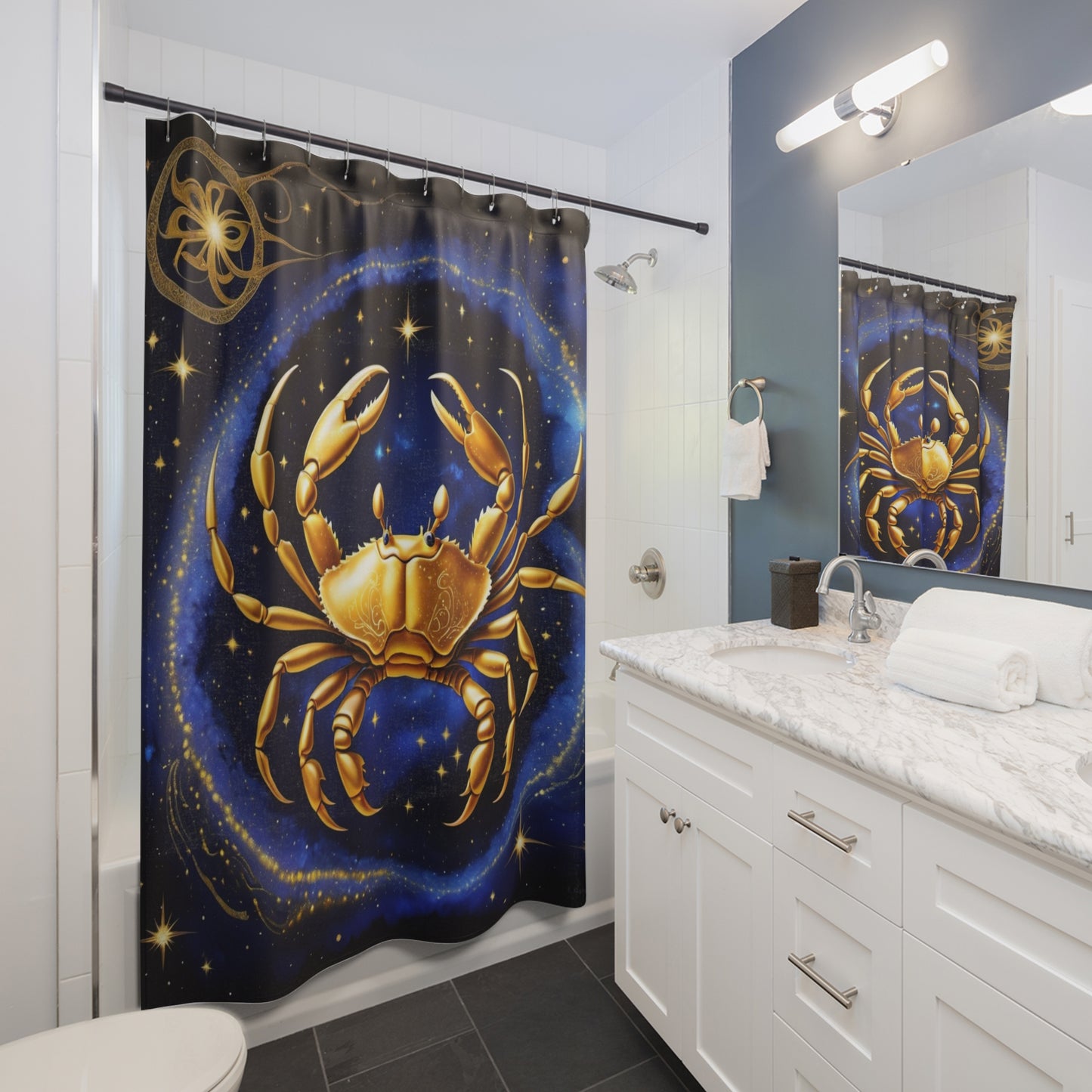 Cancer Golden Crab Shower Curtain