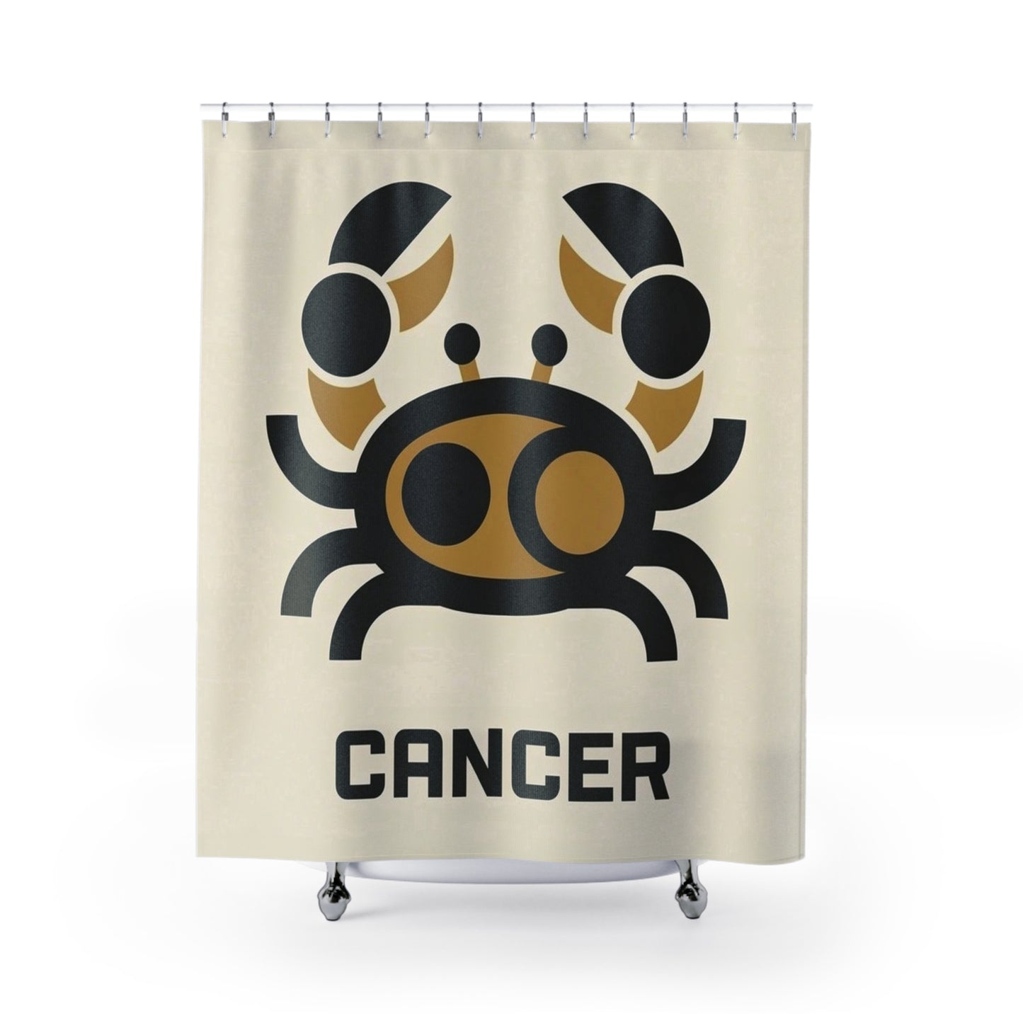 Cancer Zodiac Shower Curtain — Modern Crab Astrology Bathroom Decor