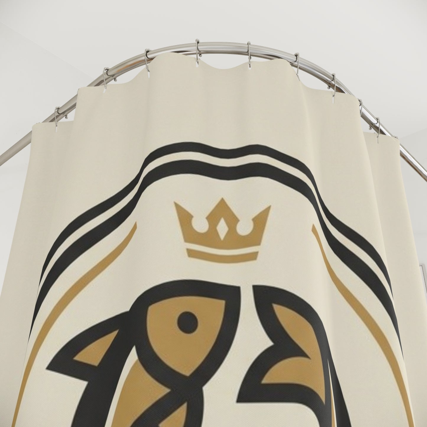 Pisces Zodiac Shower Curtain — Gold Crown Astrological Bathroom Decor