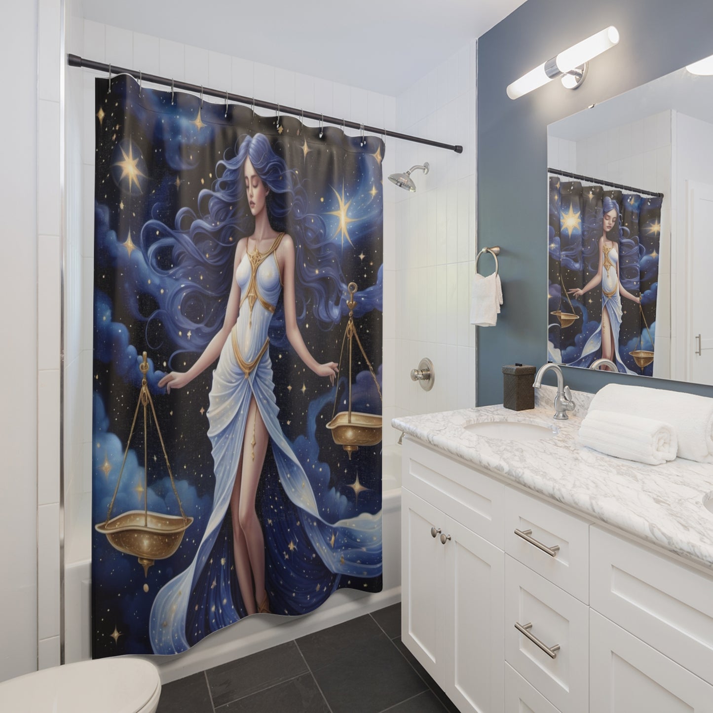 Libra White Dress Shower Curtain