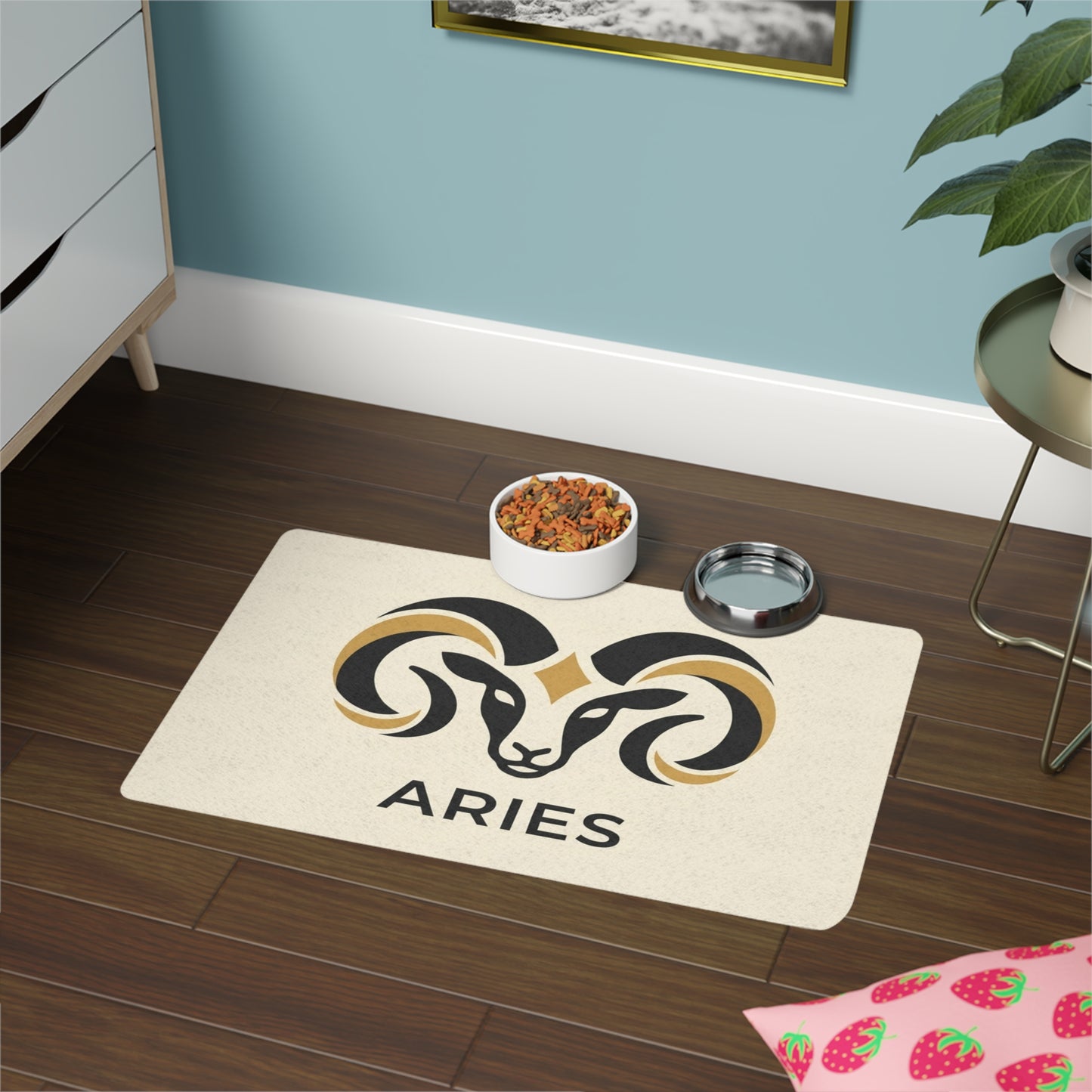 Aries Zodiac Pet Food Mat (12x18) — Astrological Ram Feeding Mat