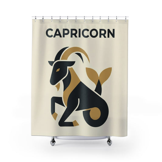 Capricorn Shower Curtain — Zodiac Goat Horoscope Bathroom Decor