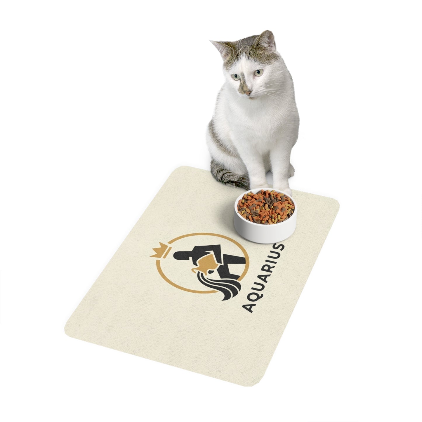 Aquarius Zodiac Pet Food Mat (12x18) — Astrology Dog & Cat Placemat