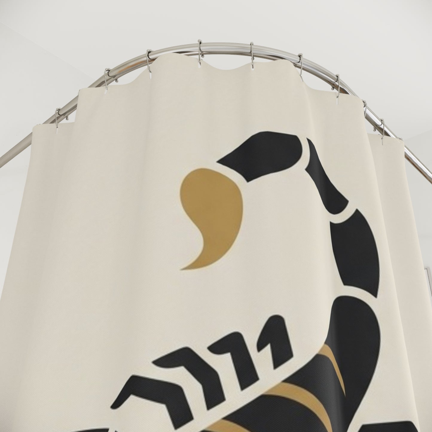 Scorpio Zodiac Shower Curtain — Black & Gold Astrological Bathroom Decor