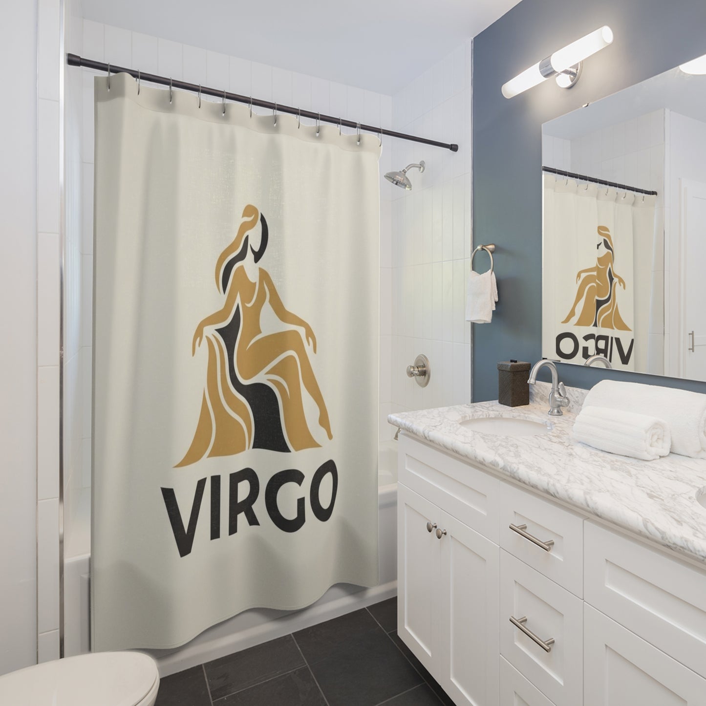 Virgo Zodiac Shower Curtain – Elegant Astrology Bathroom Decor
