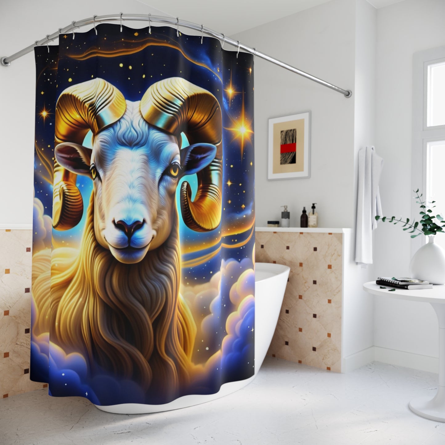 Aries Golden Ram Shower Curtain