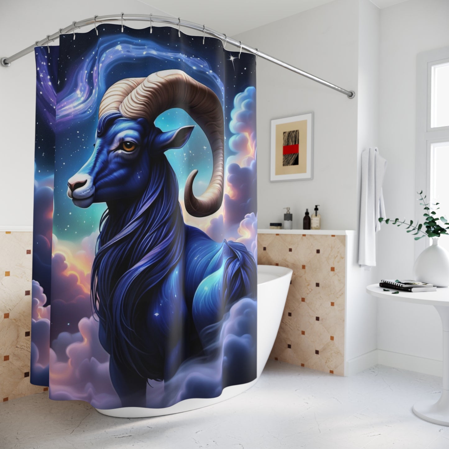 Portrait of Capricorn Seagoat Shower Curtains