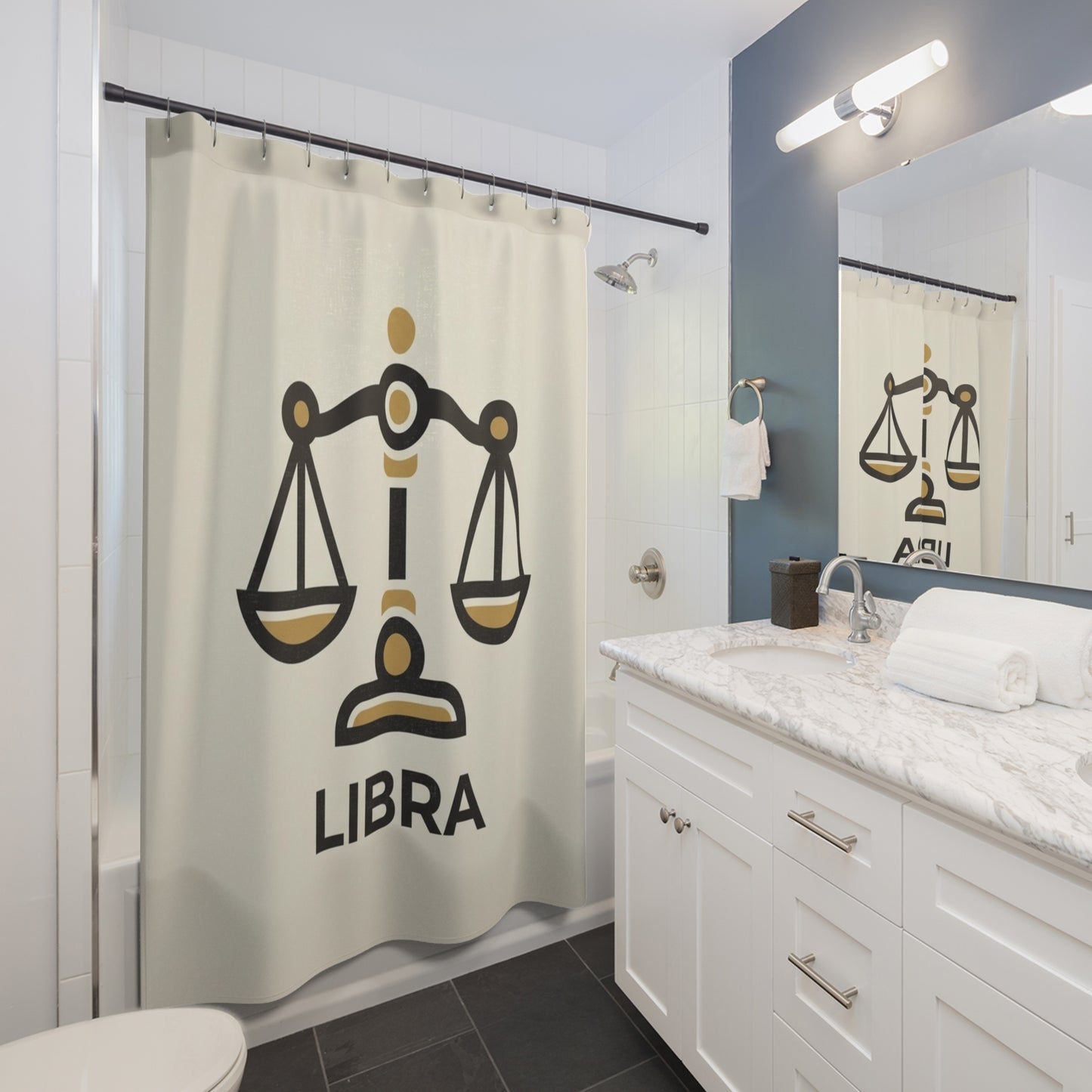 Libra Zodiac Shower Curtain — Astrology Bathroom Decor