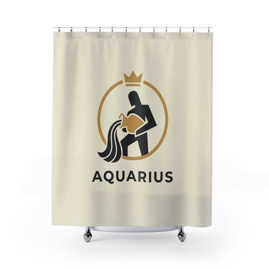 Aquarius Zodiac Shower Curtain — Minimalist Astrological Bathroom Décor