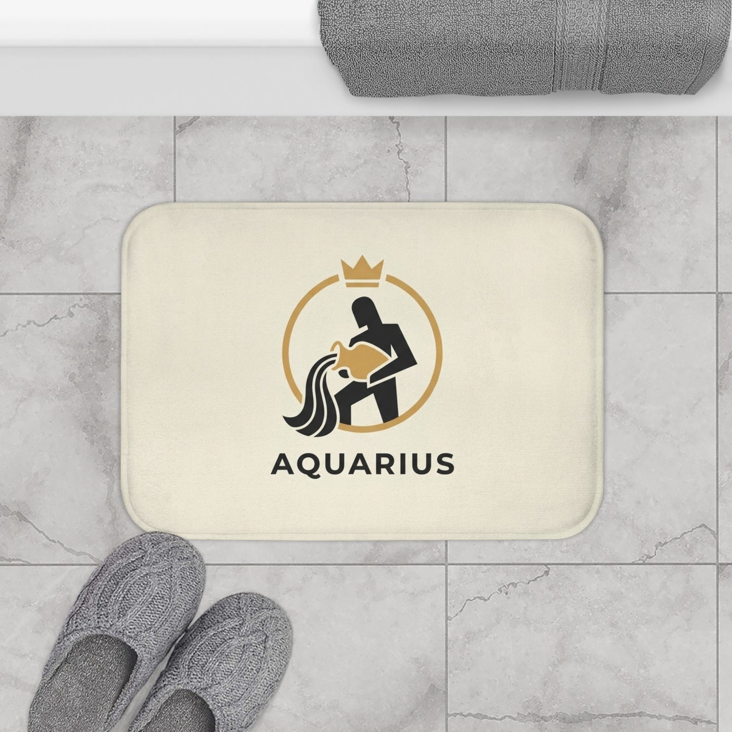 Aquarius Zodiac Bath Mat — Astrology Sign Bathroom Rug