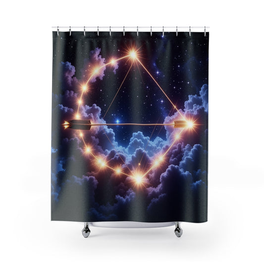 Golden Sagittarius Shower Curtain