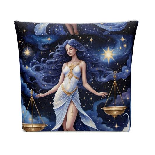 Libra White Dress Cotton Cosmetic Bag