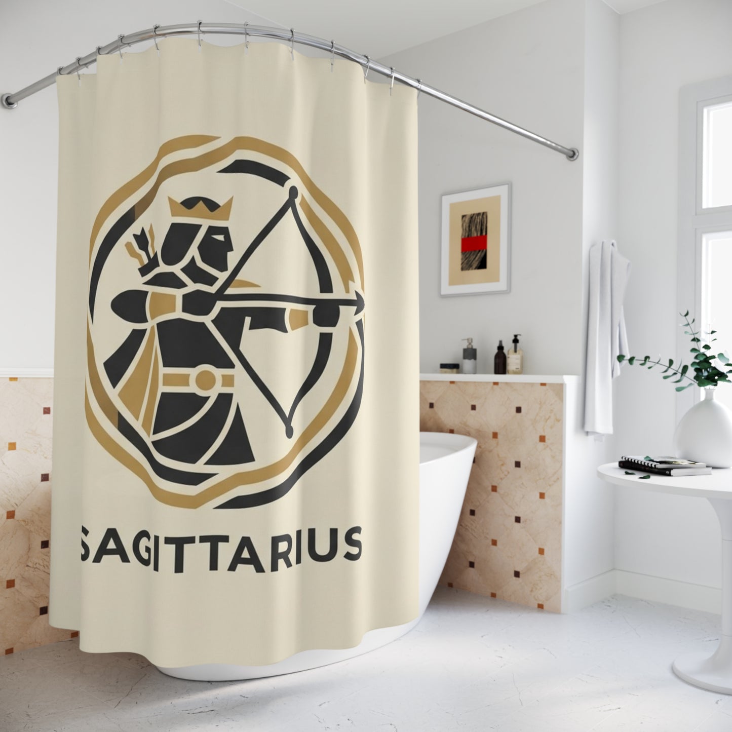 Sagittarius Shower Curtain — Zodiac Archer Astrology Bathroom Decor