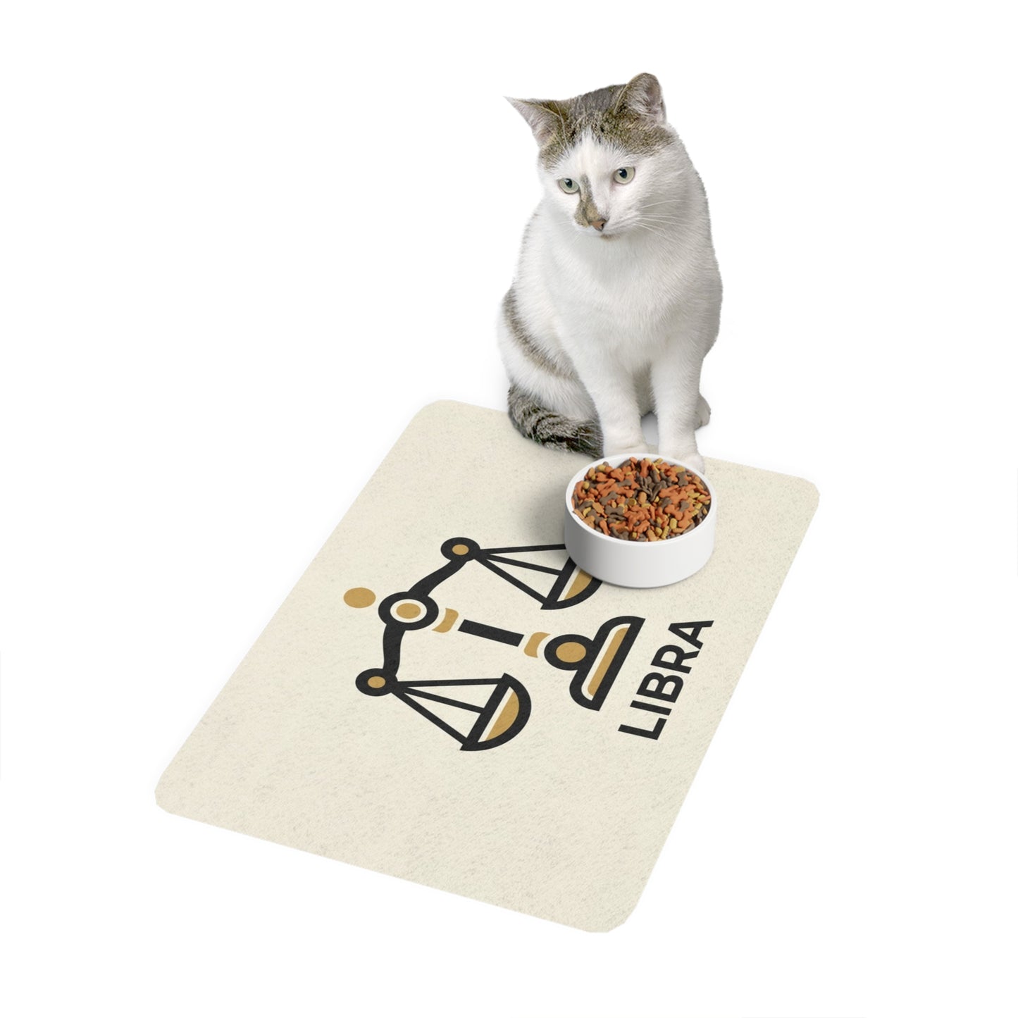 Libra Zodiac Pet Food Mat (12x18) — Astrological Scale Design for Cats & Dogs