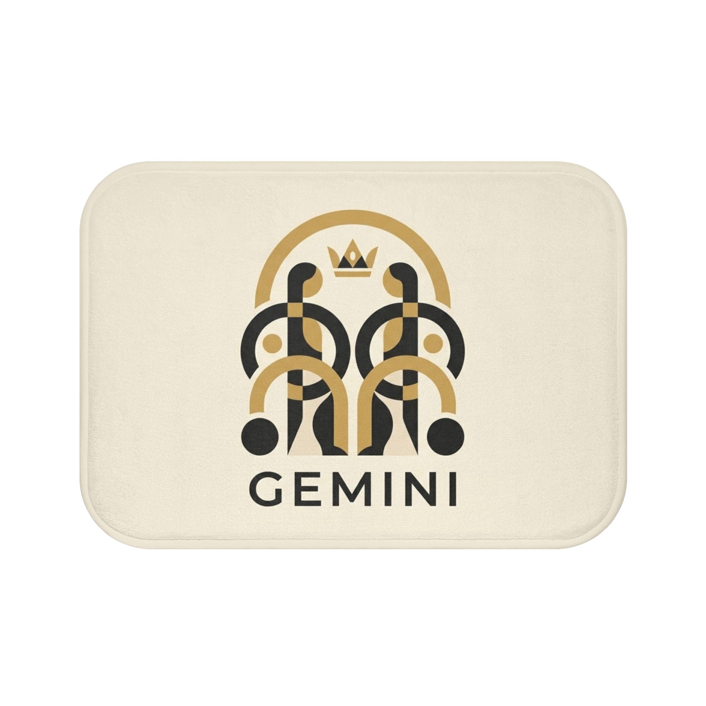 Gemini Zodiac Bath Mat — Elegant Gold & Black Astrological Bathroom Rug