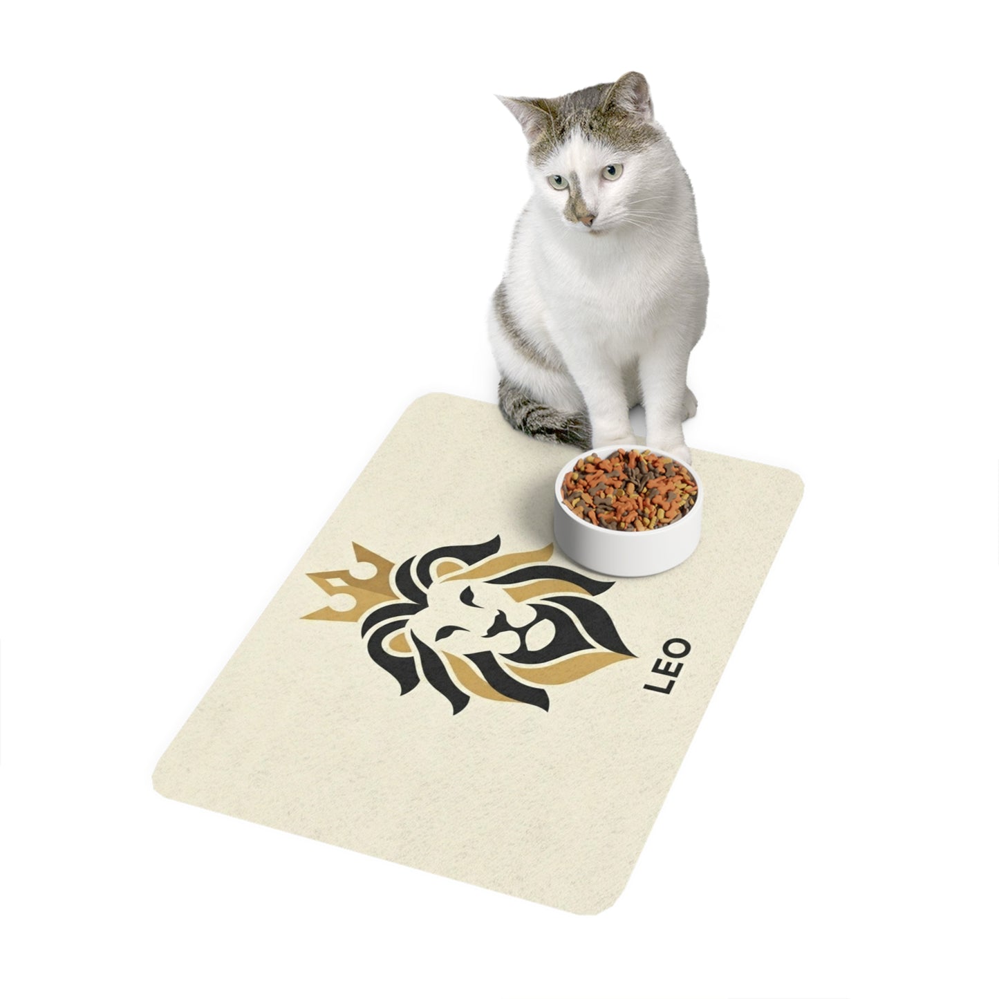 Leo Zodiac Lion Pet Food Mat (12x18) — Decorative Non-Slip Feeding Mat for Dogs & Cats