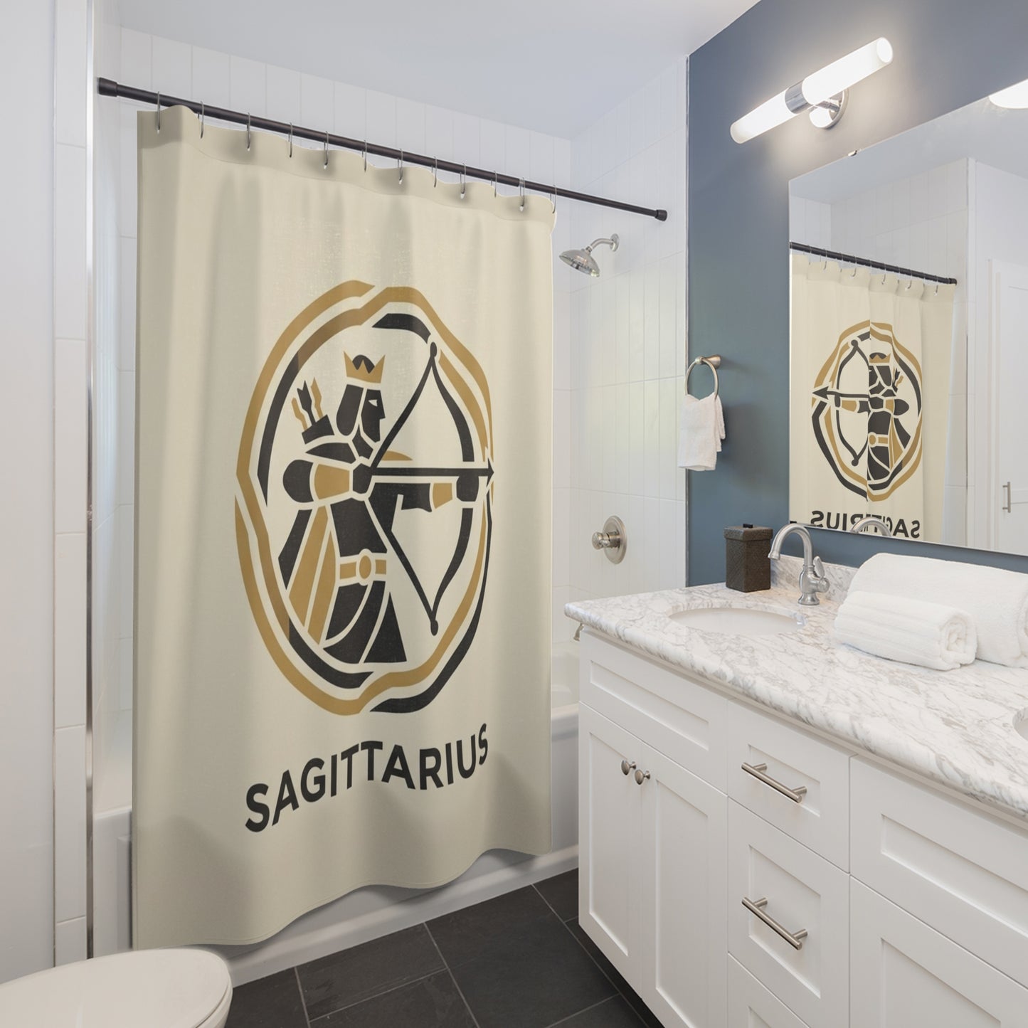 Sagittarius Shower Curtain — Zodiac Archer Astrology Bathroom Decor