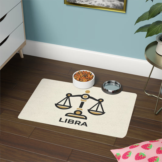 Libra Zodiac Pet Food Mat (12x18) — Astrological Scale Design for Cats & Dogs