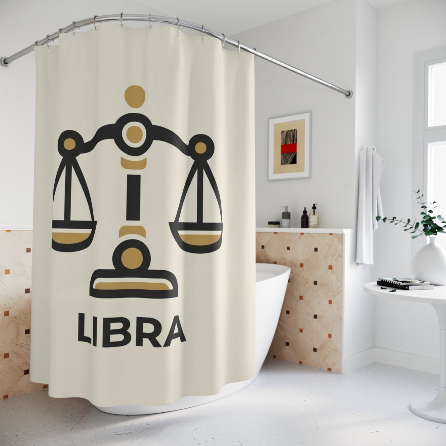 Libra Zodiac Shower Curtain — Astrology Bathroom Decor