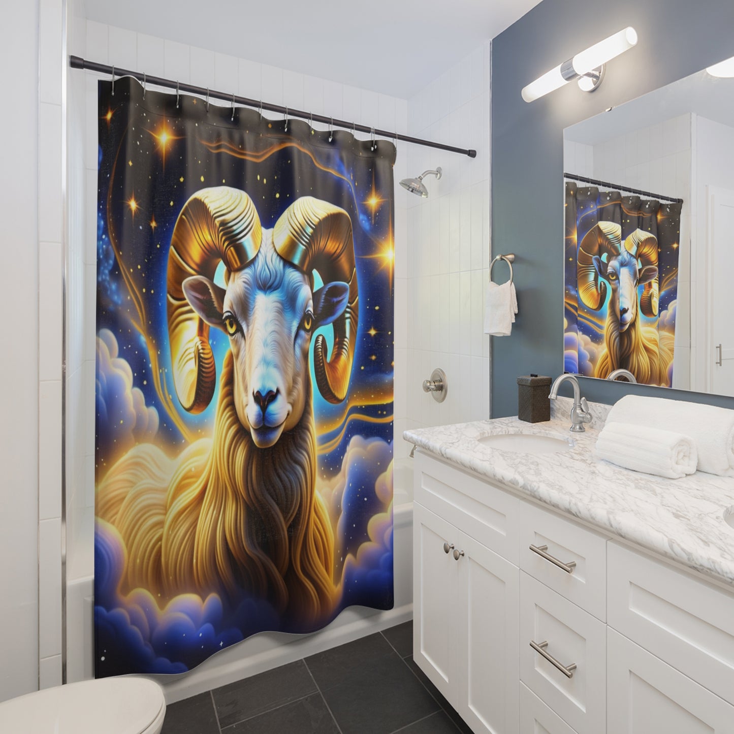 Aries Golden Ram Shower Curtain