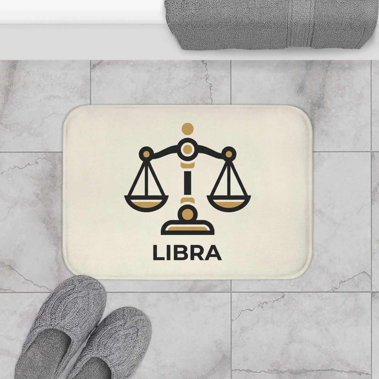 Libra Zodiac Bath Mat – Scales Astrology Bathroom Rug, Horoscope Gift for September/October