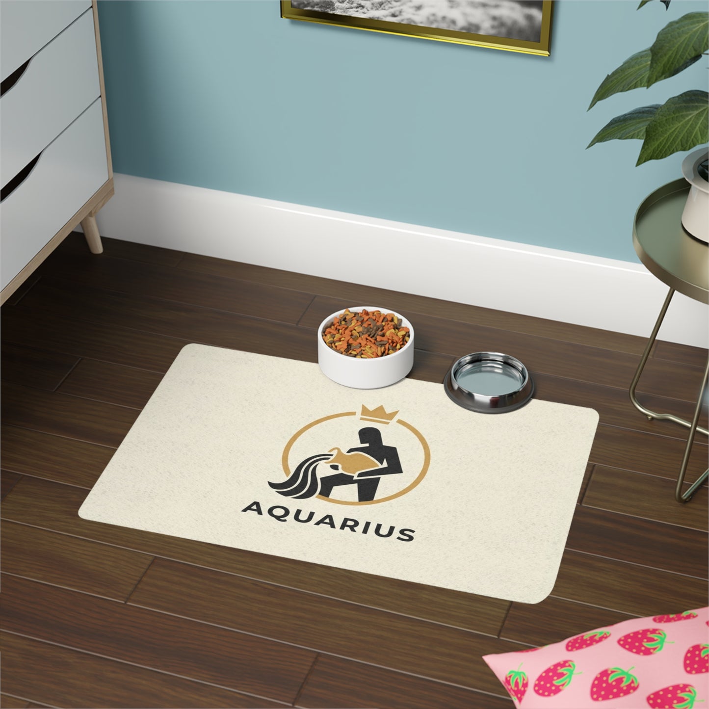Aquarius Zodiac Pet Food Mat (12x18) — Astrology Dog & Cat Placemat