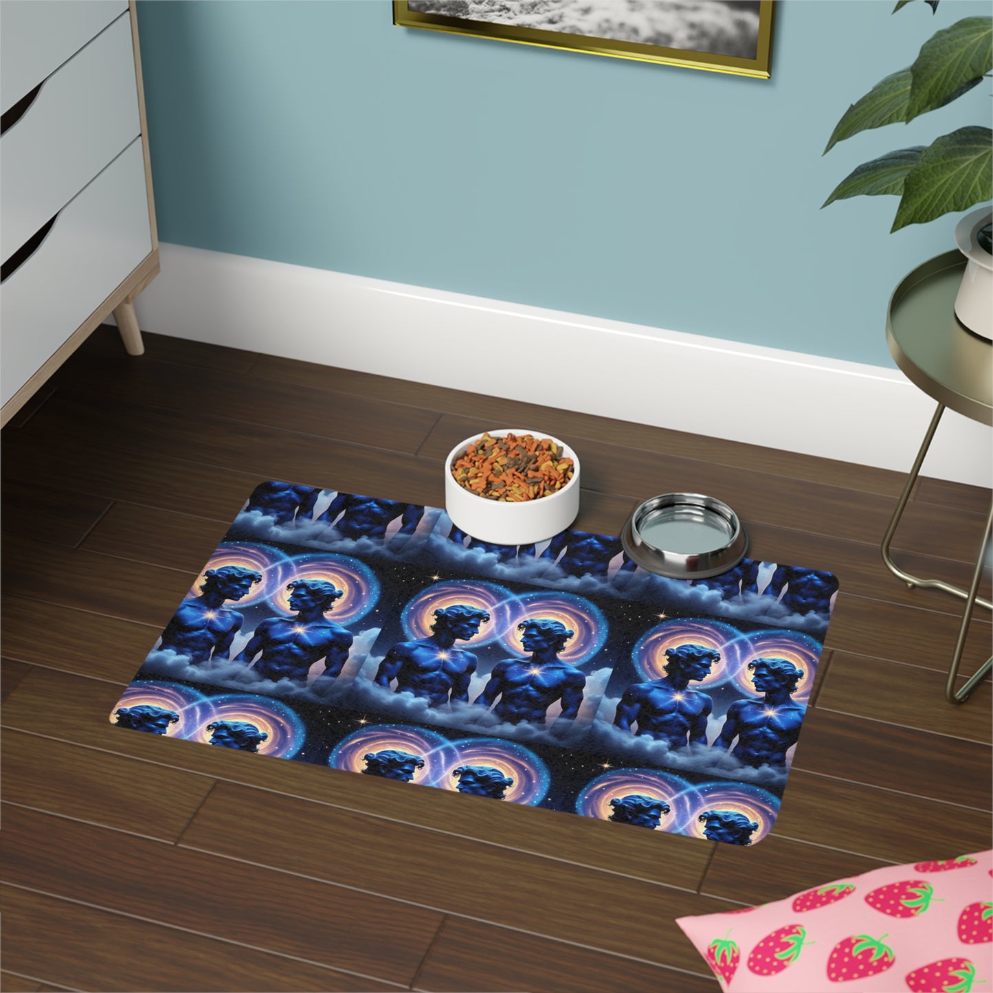 Gemini Twin Boys Fur Baby Pet Food Mat (12x18)