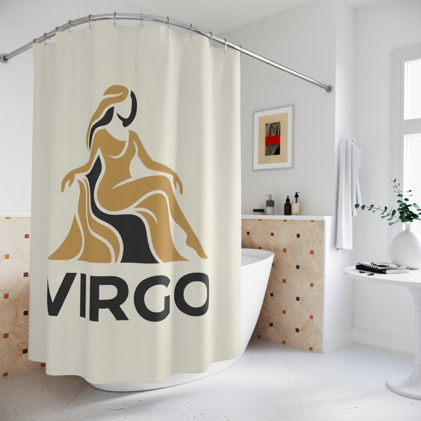 Virgo Zodiac Shower Curtain – Elegant Astrology Bathroom Decor