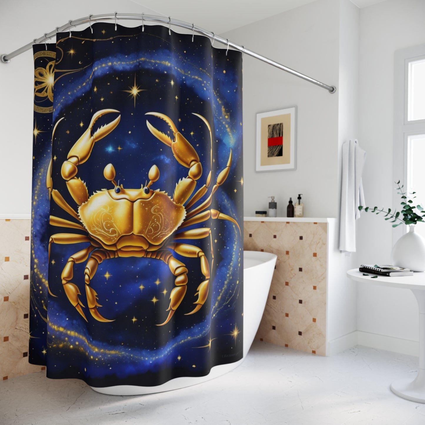 Cancer Golden Crab Shower Curtain