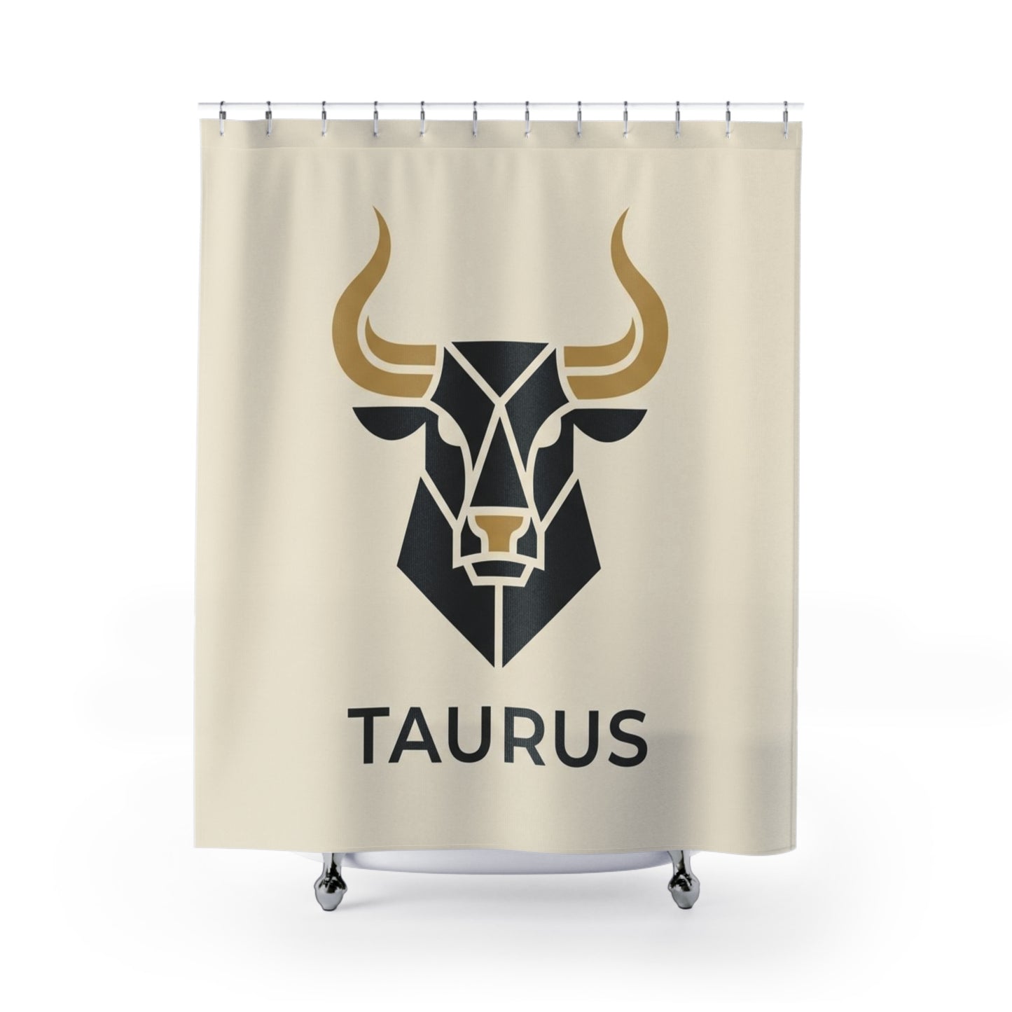 Taurus Zodiac Bull Shower Curtain — Geometric Astrology Bathroom Decor